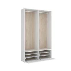Armario vestidor Suit 2 módulos + 2 barras + zapatero blanco/natural 205x120x45 cm