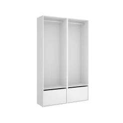 Armario vestidor Suit 2 módulos + 2 barras + zapatero blanco/natural 205x120x45 cm