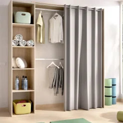 Armario vestidor Suit con cortina adaptable natural 205x110-180x50 cm