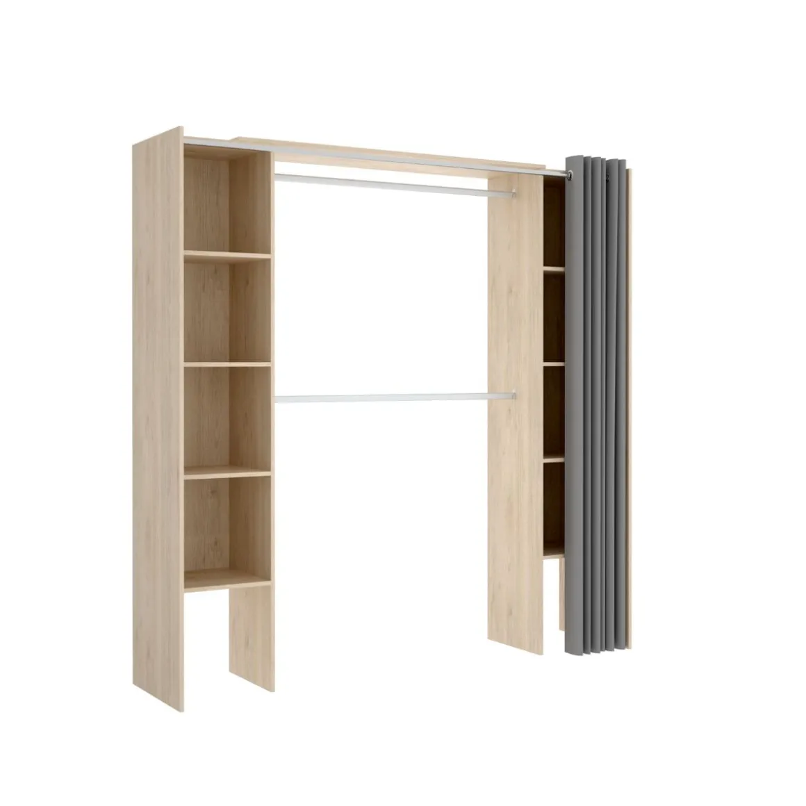 Armario vestidor Suit con cortina adaptable natural 205x110-180x50 cm