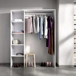 Armario vestidor Suit con barra y 4 compartimentos blanco 185x80-138x40 cm