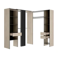 Armario vestidor Suit reversible 3 cajones + 3 barras + 2 columnas 205x164-214x141 cm