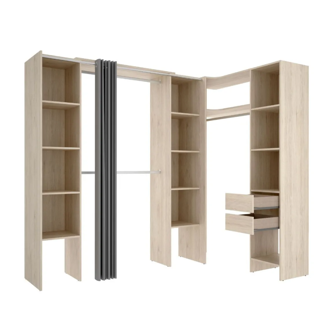 Armario vestidor Suit reversible 2 cajones + 3 barras + 3 columnas 205x164-214x141 cm