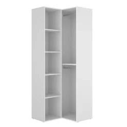 Armario vestidor Suit rinconero reversible 2 barras + 4 estantes blanco 205x84,5x84,5 cm