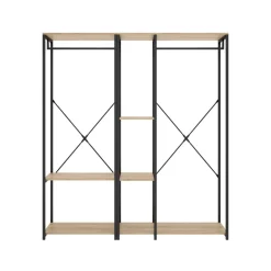 Armario vestidor Trok 2 barras con estantes negro/natural 167x150x40 cm