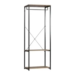 Armario vestidor Victoria barra con dos estantes negro/natural 167x60x40 cm