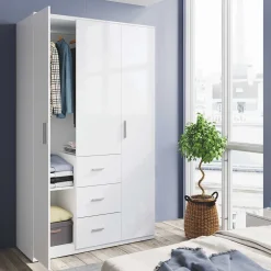 Armario Ward 3 puertas + 3 cajones blanco 203x117x52 cm