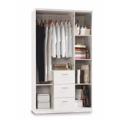 Armario Ward 3 puertas + 3 cajones blanco 203x117x52 cm