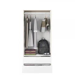 Armario Youth 2 puertas + 2 cajones blanco/madera 180x81,5x52 cm