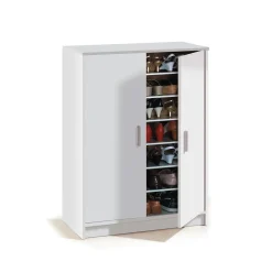 Armario zapatero Basic 2 puertas 6 baldas blanco 101x75x36 cm