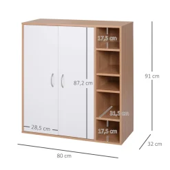 Armario zapatero Djabu Homcom 5 estantes ajustables + armario blanco/natural 91x80x32 cm
