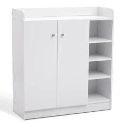 Armario zapatero madera 4 estantes blanco 90x83x30cm