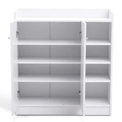 Armario zapatero madera 4 estantes blanco 90x83x30cm