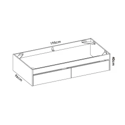 Aro de cama Lago con 2 cajones 40x195x96 cm