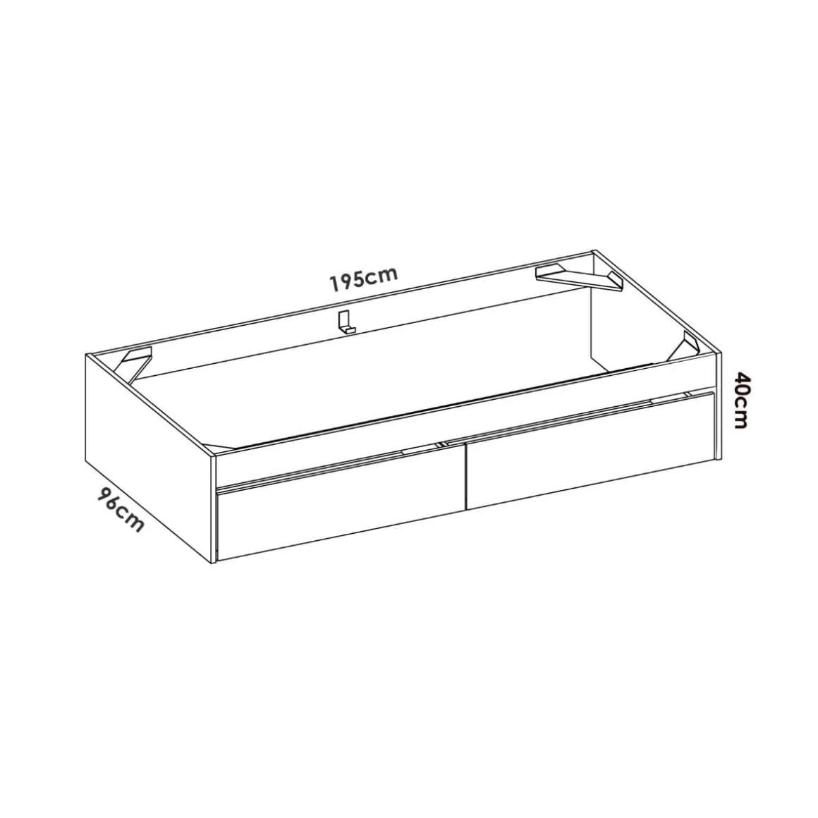 Aro de cama Lago con 2 cajones 40x195x96 cm