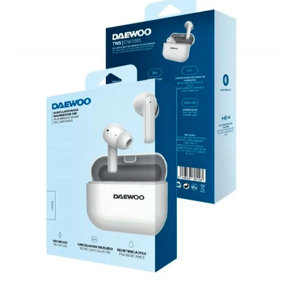 Auriculares inalámbricos Daewoo DW2005 Bluetooth 5.3 con estuche de carga blanco