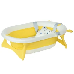 Bañera plegable para bebés Glu Homcom con cojín 0-3A amarillo 23,5x81,5x50,5 cm