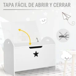 Baúl almacenaje/organizador de juguetes blanco 62x40x46,5 cm