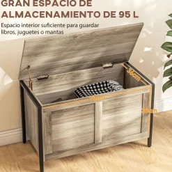 Baúl de almacenaje Brady Homcom 95L gris 49x80x40 cm