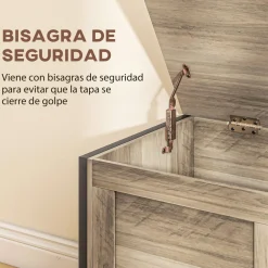 Baúl de almacenaje Brady Homcom 95L gris 49x80x40 cm