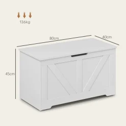 Baúl de almacenaje Tropical Homcom 100L tapa abatible blanco 45x80x40 cm