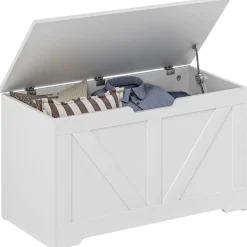 Baúl de almacenaje Tropical Homcom 100L tapa abatible blanco 45x80x40 cm