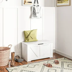 Baúl de almacenaje Tropical Homcom 100L tapa abatible blanco 45x80x40 cm