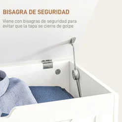 Baúl de almacenaje Tropical Homcom 100L tapa abatible blanco 45x80x40 cm