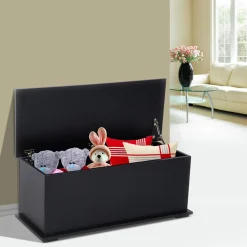 Baúl de almacenamiento Amatista Homcom tapa abatible negro 40x100x40 cm