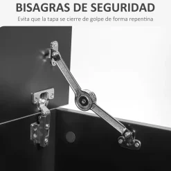 Baúl de almacenamiento Amatista Homcom tapa abatible negro 40x100x40 cm