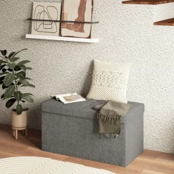 Baúl Hivea Homcom tapizado acolchado plegable gris oscuro 38x76x38 cm