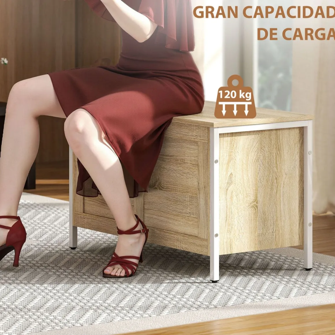 Baúl Lira Homcom tapa abatible 50x80x40 cm