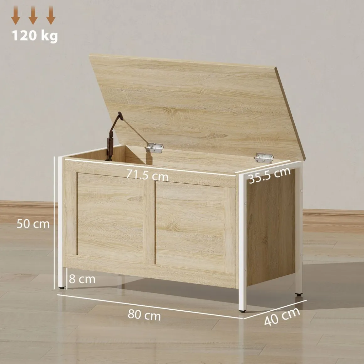 Baúl Lira Homcom tapa abatible 50x80x40 cm
