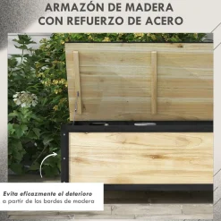 Baúl Perla Outsunny 4 ruedas natural/negro 43x100x50 cm