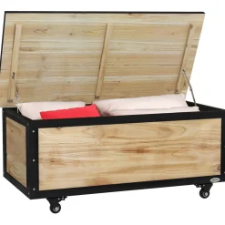 Baúl Perla Outsunny 4 ruedas natural/negro 43x100x50 cm