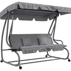 Balancín de jardín Alicia Outsunny convertible en cama gris 164x200x120 cm