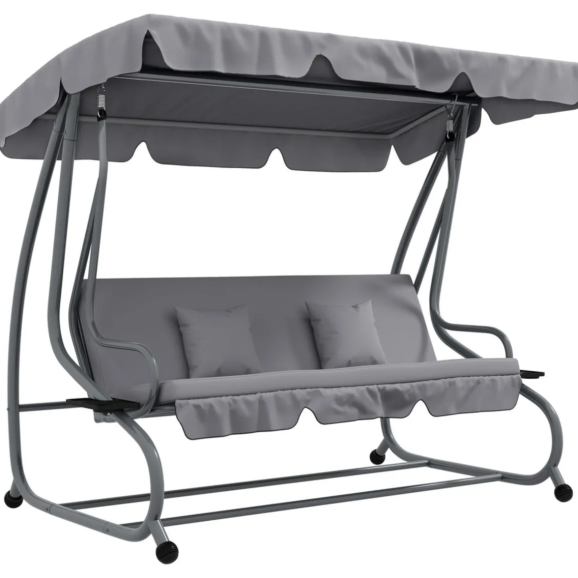 Balancín de jardín Alicia Outsunny convertible en cama gris 164x200x120 cm