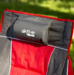 Balancín para camping Aktive plegable + bolsillos laterales gris/rojo