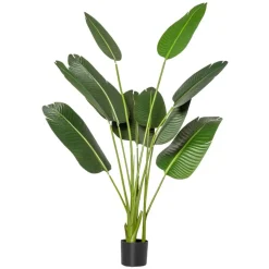Bananera artificial Homcom 10 hojas con macetero verde 160 cm