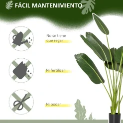 Bananera artificial Homcom 10 hojas con macetero verde 160 cm