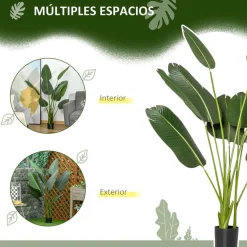 Bananera artificial Homcom 10 hojas con macetero verde 160 cm