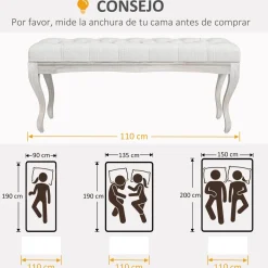 Banco acolchado Trento Homcom 120kg crema 49x110x37 cm