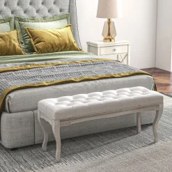 Banco acolchado Trento Homcom 120kg crema 49x110x37 cm