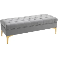 Banco Ashma Homcom acolchado con patas gris 42x118x45 cm