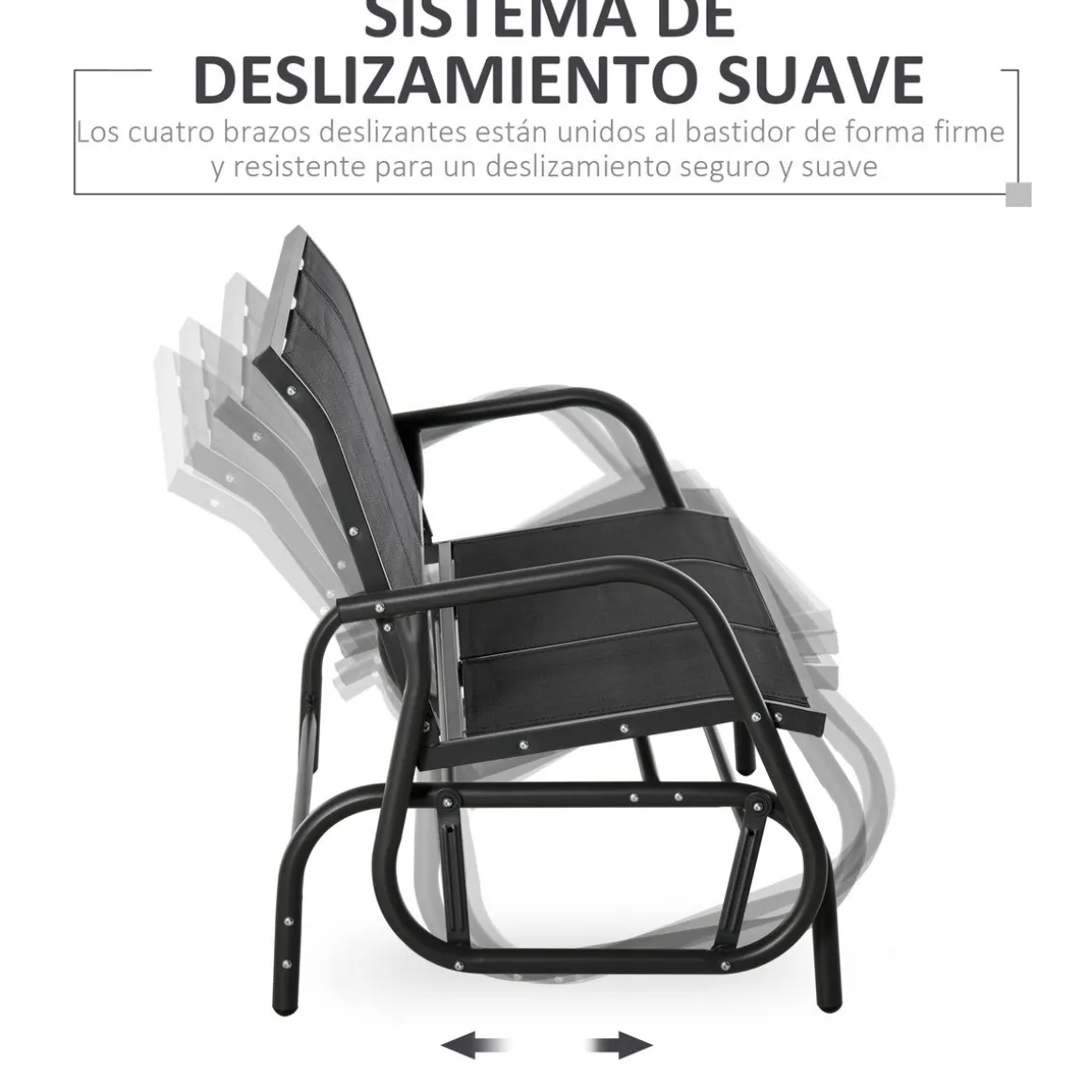 Banco balancín Calm Outsunny 3 plazas negro 85x147x75 cm