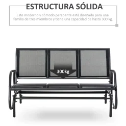 Banco balancín Calm Outsunny 3 plazas negro 85x147x75 cm