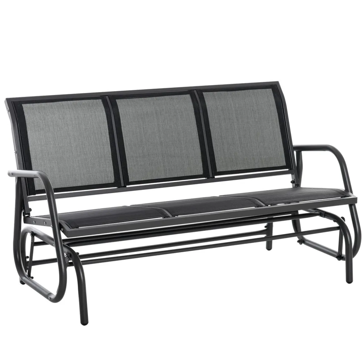 Banco balancín Calm Outsunny 3 plazas negro 85x147x75 cm