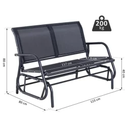 Banco balancín Outsunny 2 plazas negro 88x123x80 cm