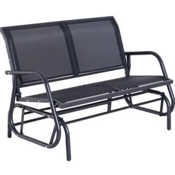 Banco balancín Outsunny 2 plazas negro 88x123x80 cm