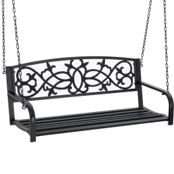 Banco columpio Outsunny con reposabrazos negro 52x127x59,5 cm